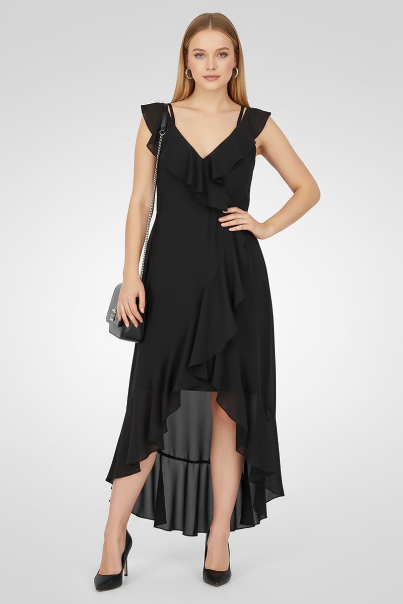 TWINSET Women Sleeveless Solid Midi Dress, Black - Image 1